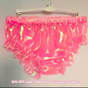 Sissy Crossdresser pink PVC latex fetish panties